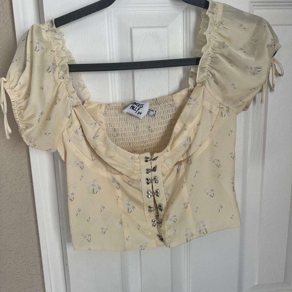 Princess Polly Beige Smocked Top